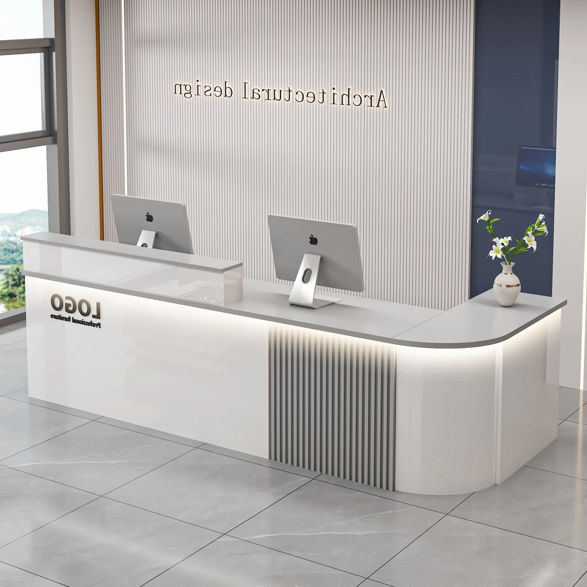 Professional Office Bar Counter Custom Simple Luxury Design Reception Desk Beauty Salon Bancone Bar Lusso Commercial Furniture