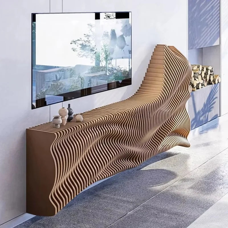 Parametric Furniture Wooden TV Stand offers ample storage display space, making it ideal for living rooms with modern home décor