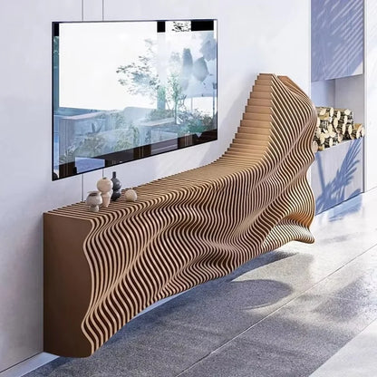 Parametric Furniture Wooden TV Stand offers ample storage display space, making it ideal for living rooms with modern home décor