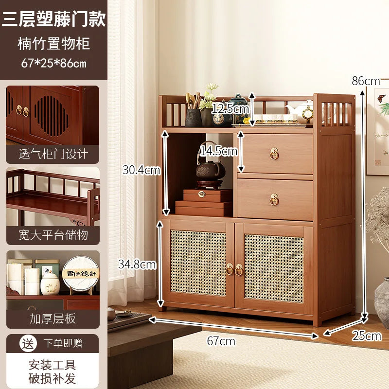 Multifunctional Furniture with Drawers & Shelves, Kitchen Cupboard, Living Room Storage Organizer, Tea Table Cabinet
