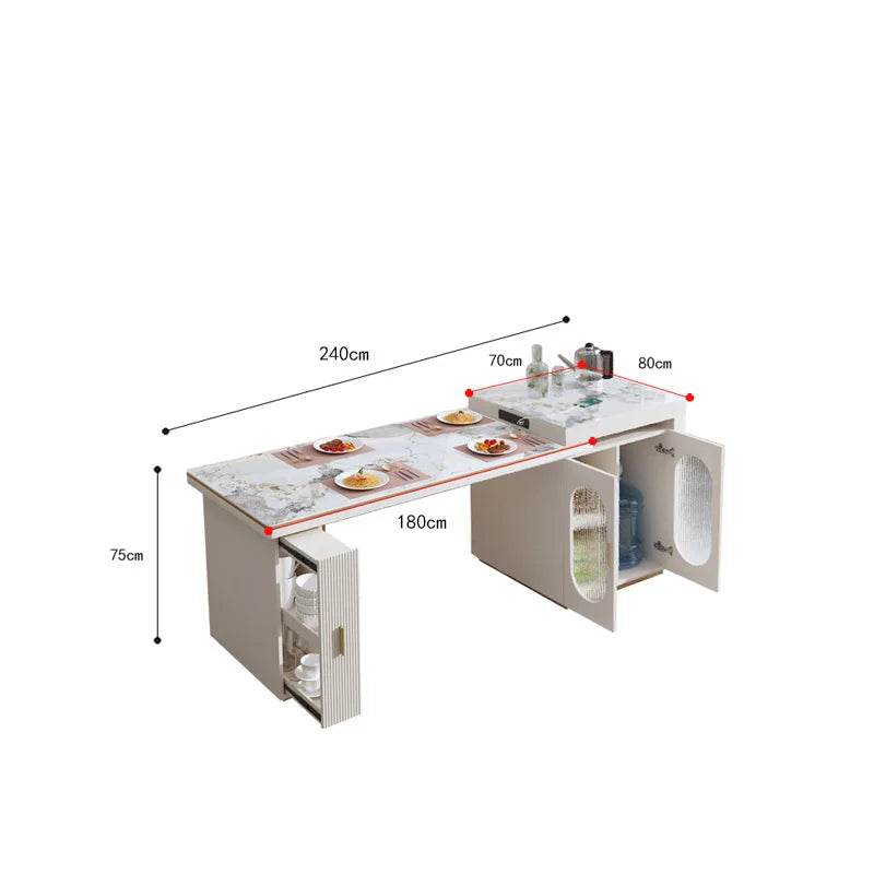 Rock Plate Dining Table Integrated Extendable Home Modern Light Luxury Dining Table With Storage Cabinet