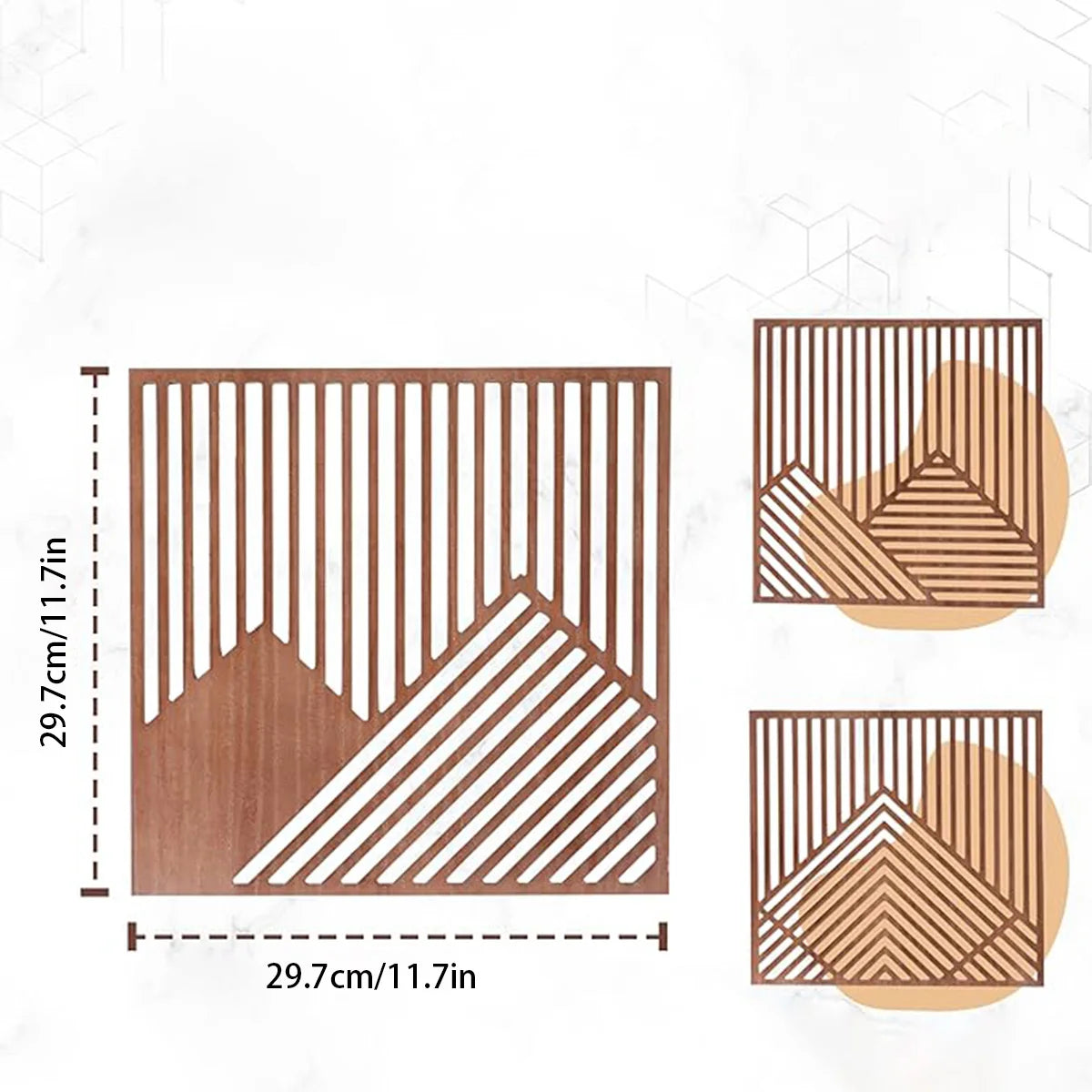 3PCS Modern Wood Art Wall Decor Wood Art Decor for Living Room, Bedroom, Office，Easy to Install Home Decor Style
