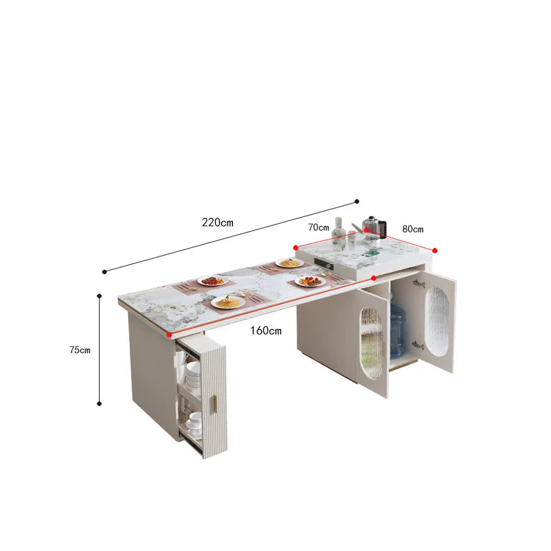 Rock Plate Dining Table Integrated Extendable Home Modern Light Luxury Dining Table With Storage Cabinet