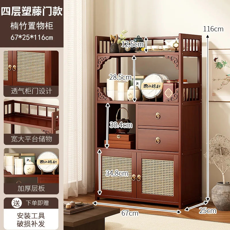 Multifunctional Furniture with Drawers & Shelves, Kitchen Cupboard, Living Room Storage Organizer, Tea Table Cabinet
