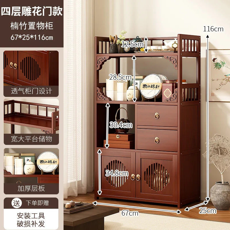 Multifunctional Furniture with Drawers & Shelves, Kitchen Cupboard, Living Room Storage Organizer, Tea Table Cabinet
