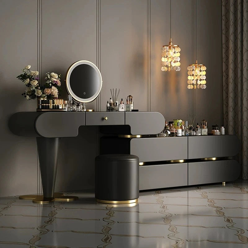 Bedroom Dressing Table Dresser Desks Makeup Mirror Storage Cabinet Light Luxury Premium Vanity Desk Toiletries Tables Furniture