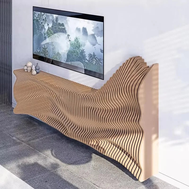 Parametric Furniture Wooden TV Stand offers ample storage display space, making it ideal for living rooms with modern home décor