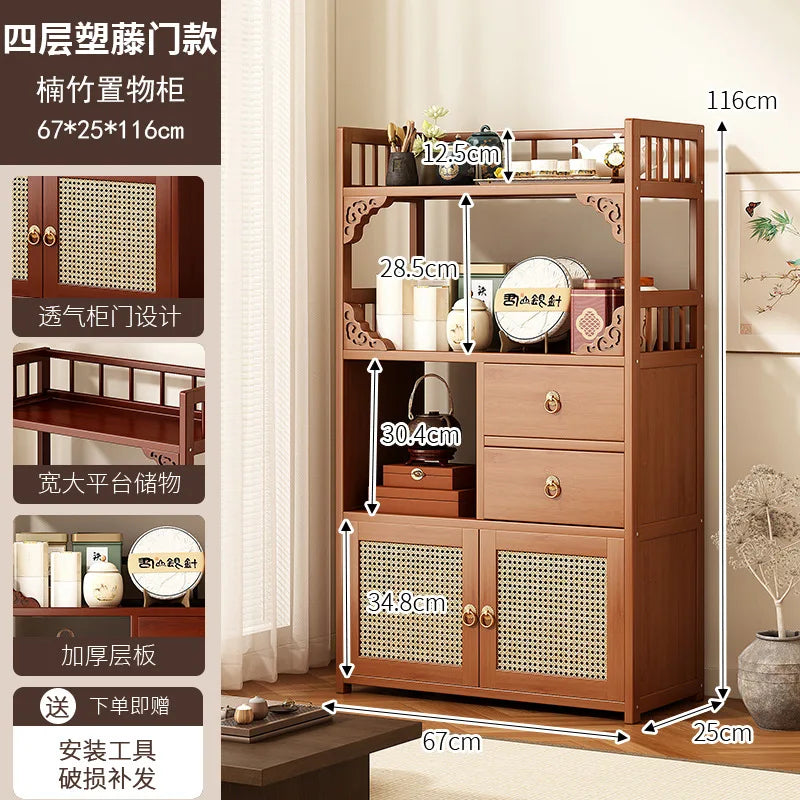 Multifunctional Furniture with Drawers & Shelves, Kitchen Cupboard, Living Room Storage Organizer, Tea Table Cabinet