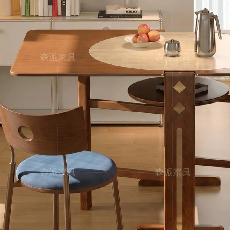 Dinette Foldable Dining Table Round Kitchen Small Spaces Contemporary Table Portable Wooden Mesa Plegable Hotel Furniture