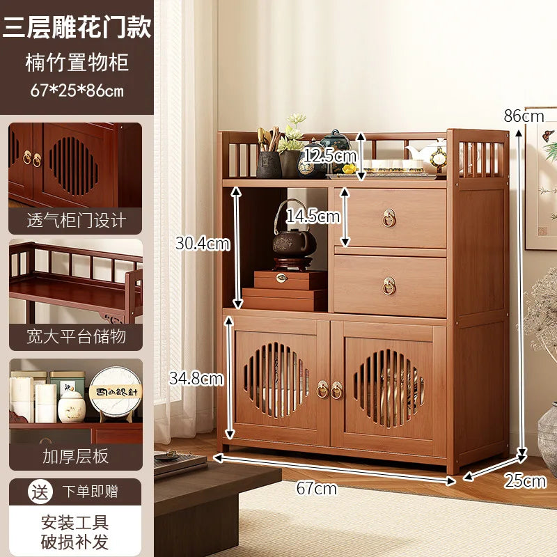 Multifunctional Furniture with Drawers & Shelves, Kitchen Cupboard, Living Room Storage Organizer, Tea Table Cabinet