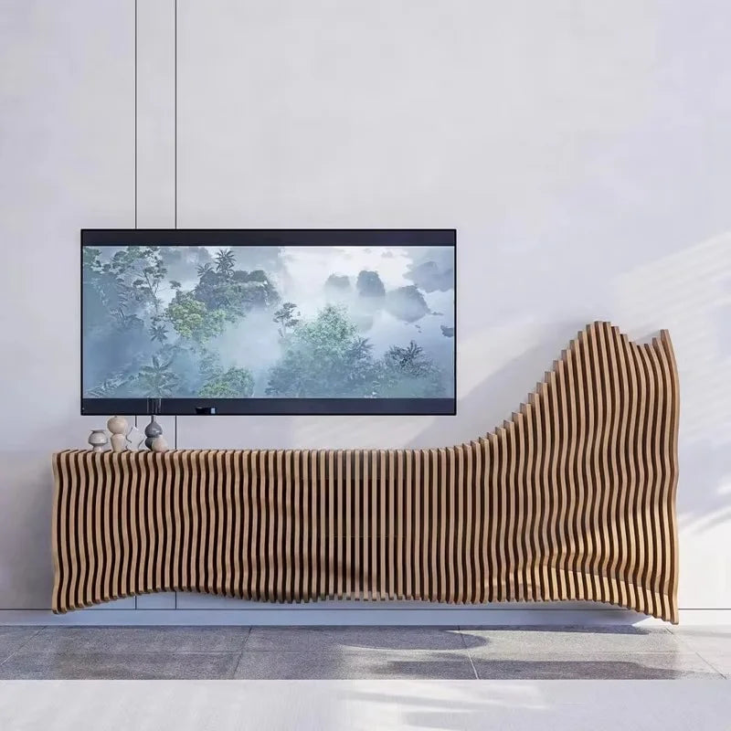 Parametric Furniture Wooden TV Stand offers ample storage display space, making it ideal for living rooms with modern home décor