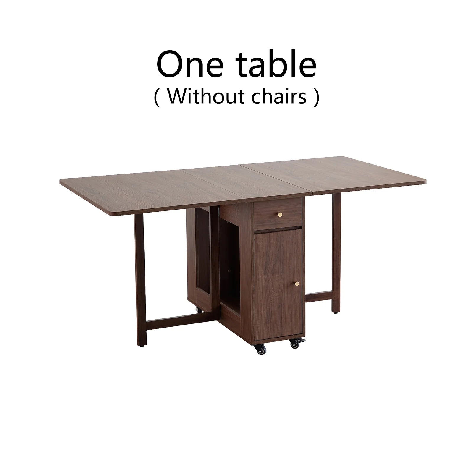 Folding Dining Table with 2 Drawers and 4 Wheels for Living Room,Kitchen, Farmhouse, Space Saving Table