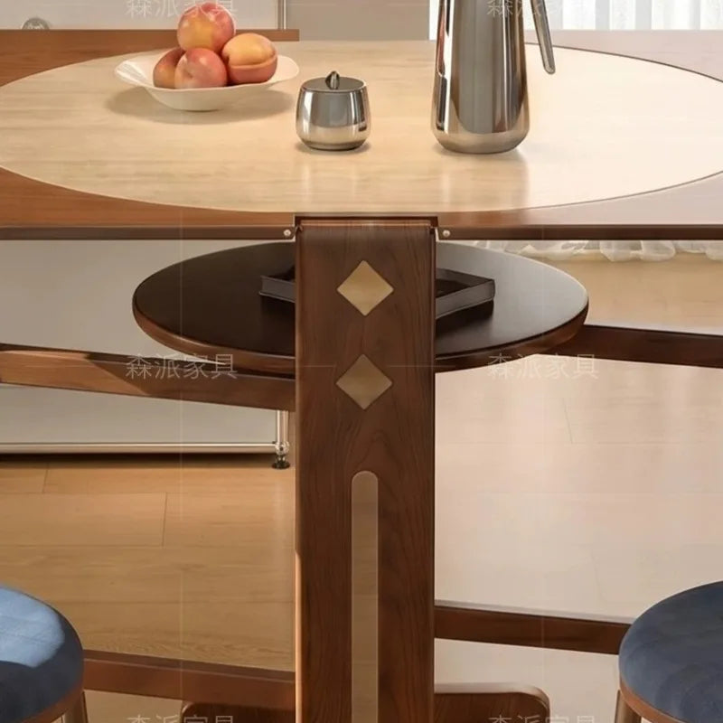 Dinette Foldable Dining Table Round Kitchen Small Spaces Contemporary Table Portable Wooden Mesa Plegable Hotel Furniture