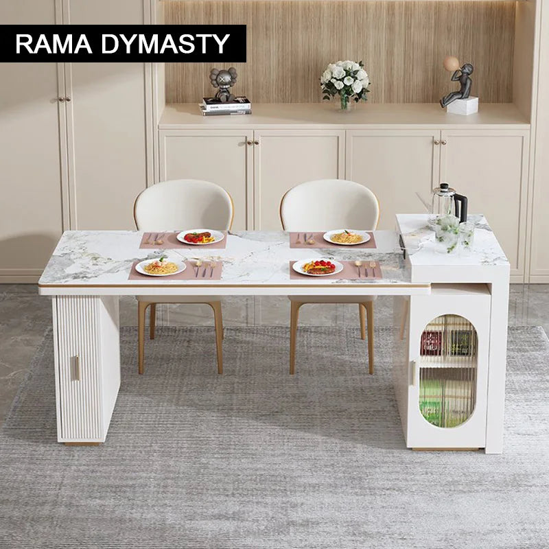 Rock Plate Dining Table Integrated Extendable Home Modern Light Luxury Dining Table With Storage Cabinet