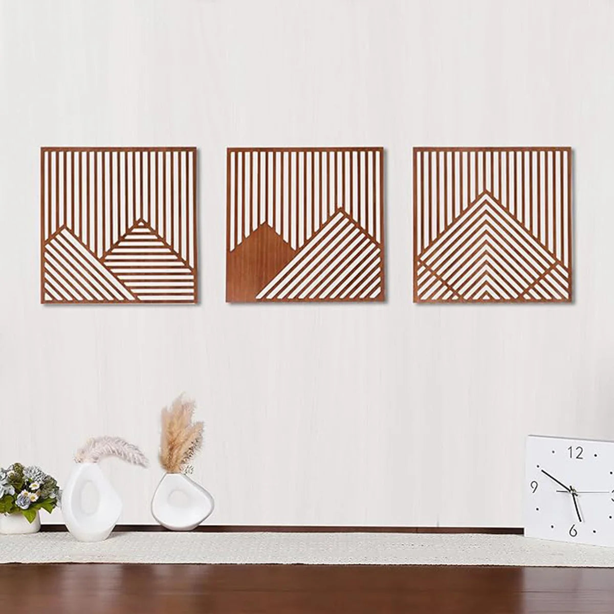 3PCS Modern Wood Art Wall Decor Wood Art Decor for Living Room, Bedroom, Office，Easy to Install Home Decor Style