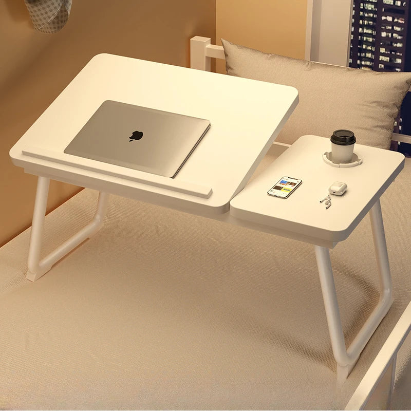 Work/Study in Bed Comfortably  Adjustable &amp; Foldable Lap Desk with Cup Holder, Ventilated Design Prevents Overheating.