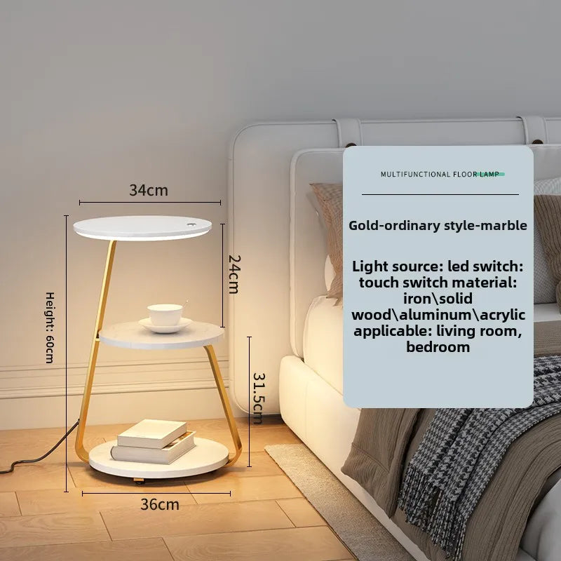 Bedroom Minimalist Nightstands Small Space Round Light Smart Bedside Table With Wireless Charger Nachttisch Library Furniture