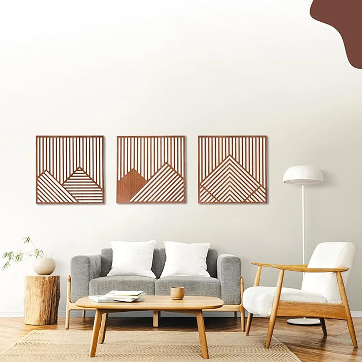 3PCS Modern Wood Art Wall Decor Wood Art Decor for Living Room, Bedroom, Office，Easy to Install Home Decor Style