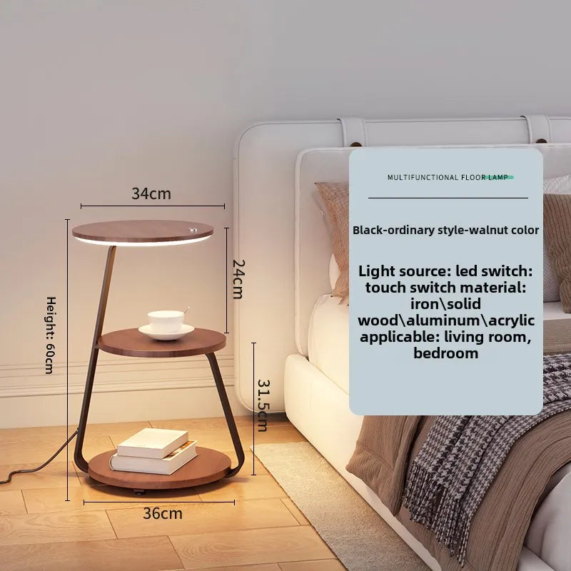 Bedroom Minimalist Nightstands Small Space Round Light Smart Bedside Table With Wireless Charger Nachttisch Library Furniture
