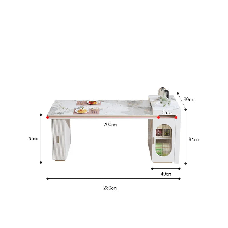 Rock Plate Dining Table Integrated Extendable Home Modern Light Luxury Dining Table With Storage Cabinet