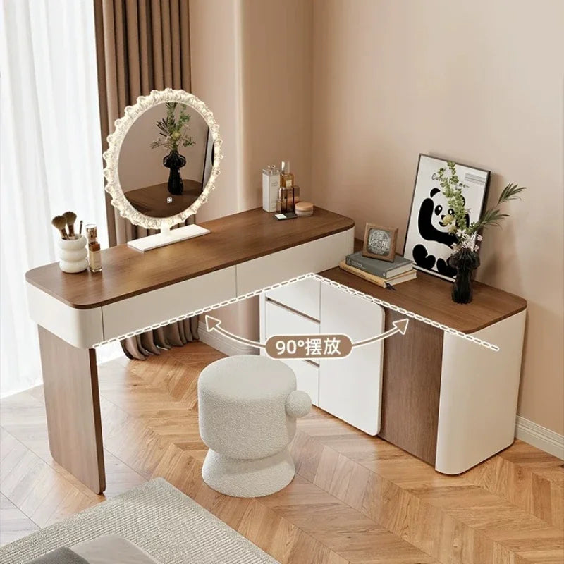 Home Bedroom Modern Simple Solid Wood Makeup Table Light Luxury New Dresser Vanity Dressing Tables Toiletries Desk Furniture