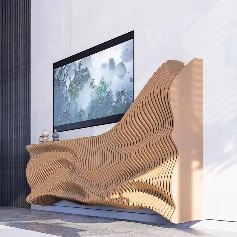 Parametric Furniture Wooden TV Stand offers ample storage display space, making it ideal for living rooms with modern home décor