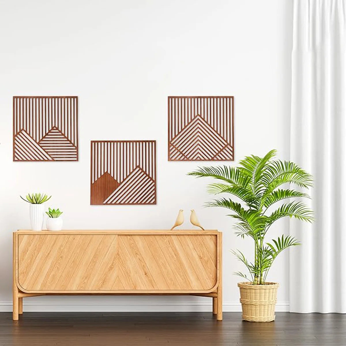 3PCS Modern Wood Art Wall Decor Wood Art Decor for Living Room, Bedroom, Office，Easy to Install Home Decor Style