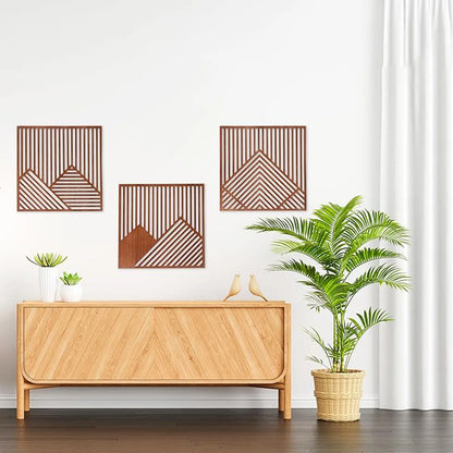 3PCS Modern Wood Art Wall Decor Wood Art Decor for Living Room, Bedroom, Office，Easy to Install Home Decor Style