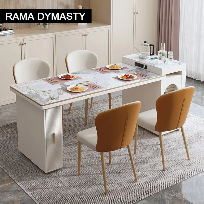 Rock Plate Dining Table Integrated Extendable Home Modern Light Luxury Dining Table With Storage Cabinet