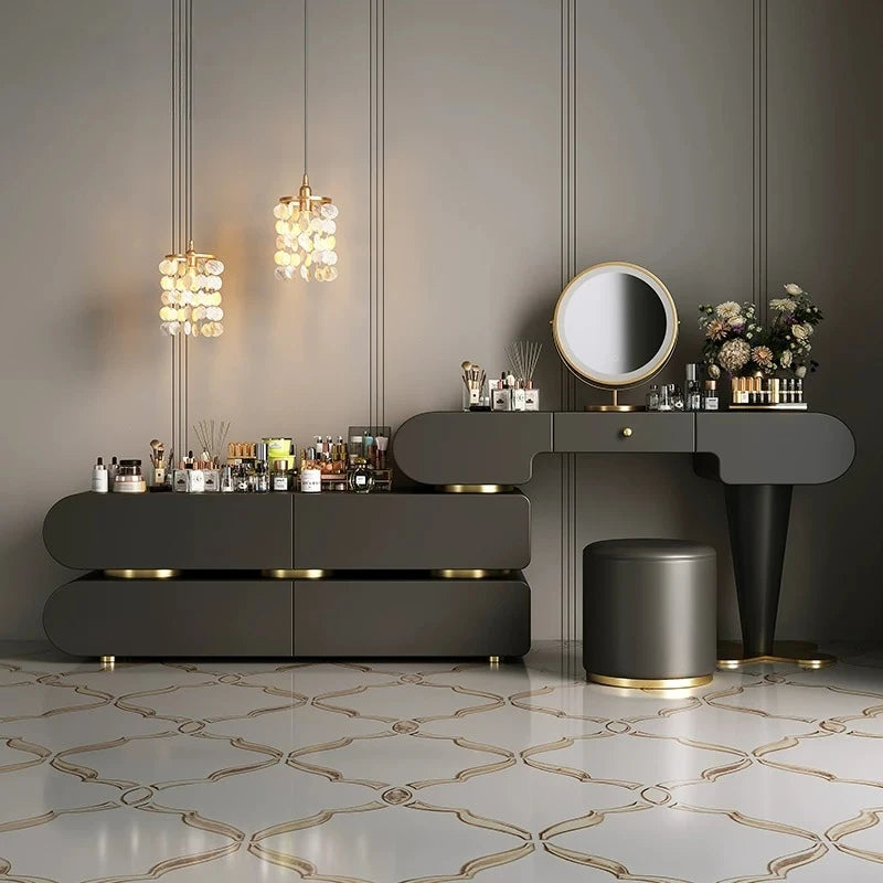 Bedroom Dressing Table Dresser Desks Makeup Mirror Storage Cabinet Light Luxury Premium Vanity Desk Toiletries Tables Furniture