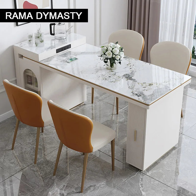 Rock Plate Dining Table Integrated Extendable Home Modern Light Luxury Dining Table With Storage Cabinet