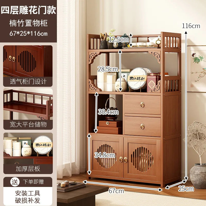 Multifunctional Furniture with Drawers & Shelves, Kitchen Cupboard, Living Room Storage Organizer, Tea Table Cabinet