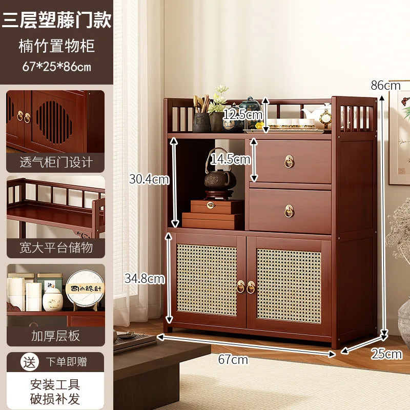 Multifunctional Furniture with Drawers & Shelves, Kitchen Cupboard, Living Room Storage Organizer, Tea Table Cabinet