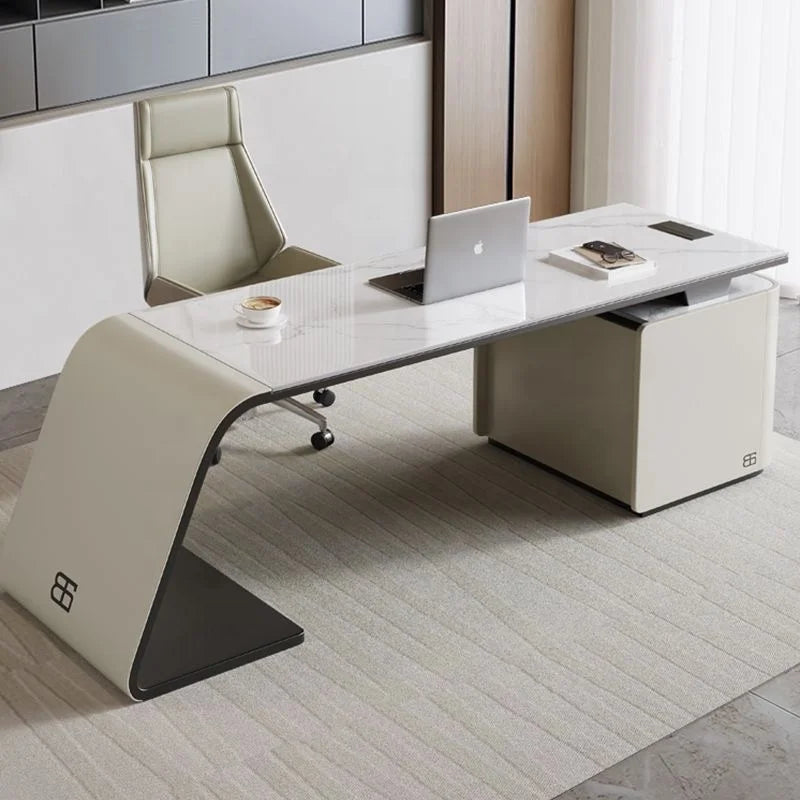Personalized Modern Minimalist Office Furniture, Painted Desks, L-shaped Luxury Desks for CEOs and Bosses.
