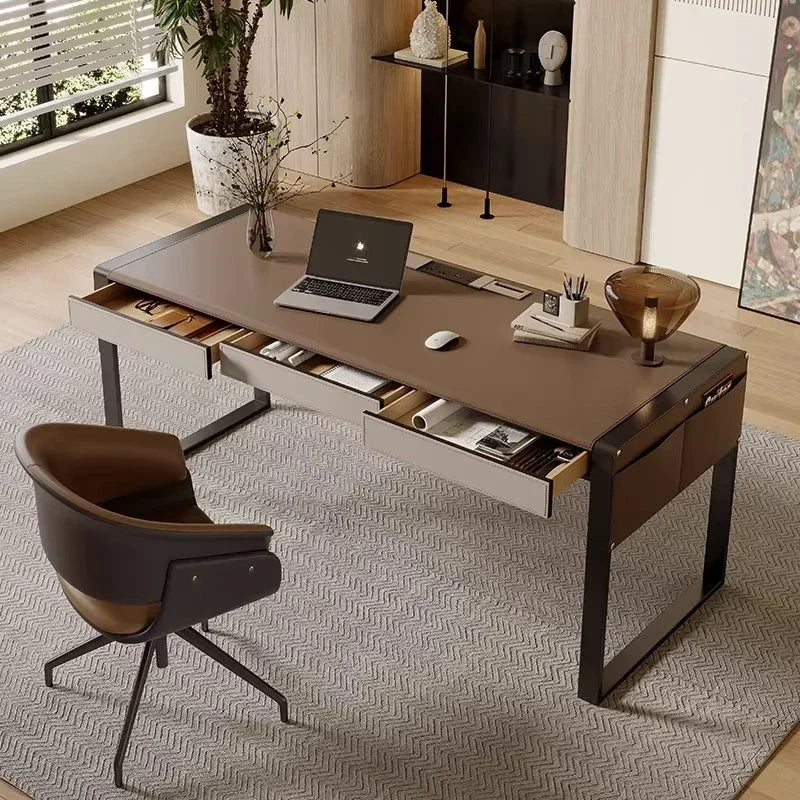 Office Desks And Workstations Study Table Simple Saddle Leather Desk Italian Minimalism Room Desks Computer Desk Room Offices