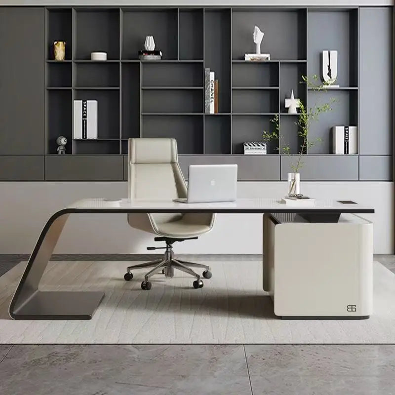 Personalized Modern Minimalist Office Furniture, Painted Desks, L-shaped Luxury Desks for CEOs and Bosses.