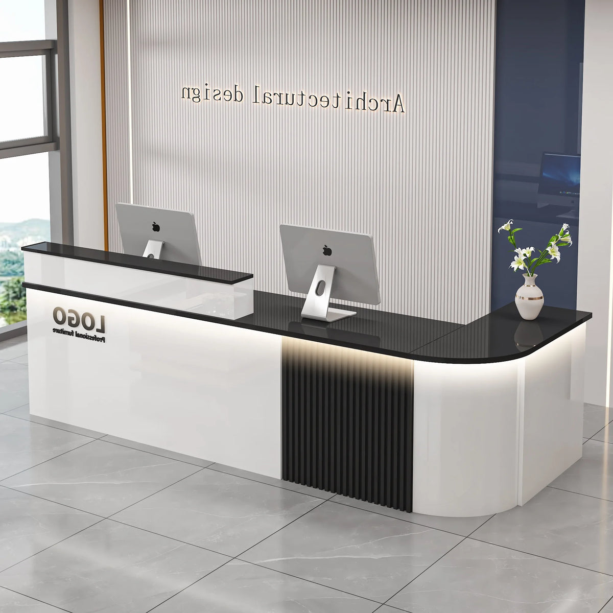 Professional Office Bar Counter Custom Simple Luxury Design Reception Desk Beauty Salon Bancone Bar Lusso Commercial Furniture