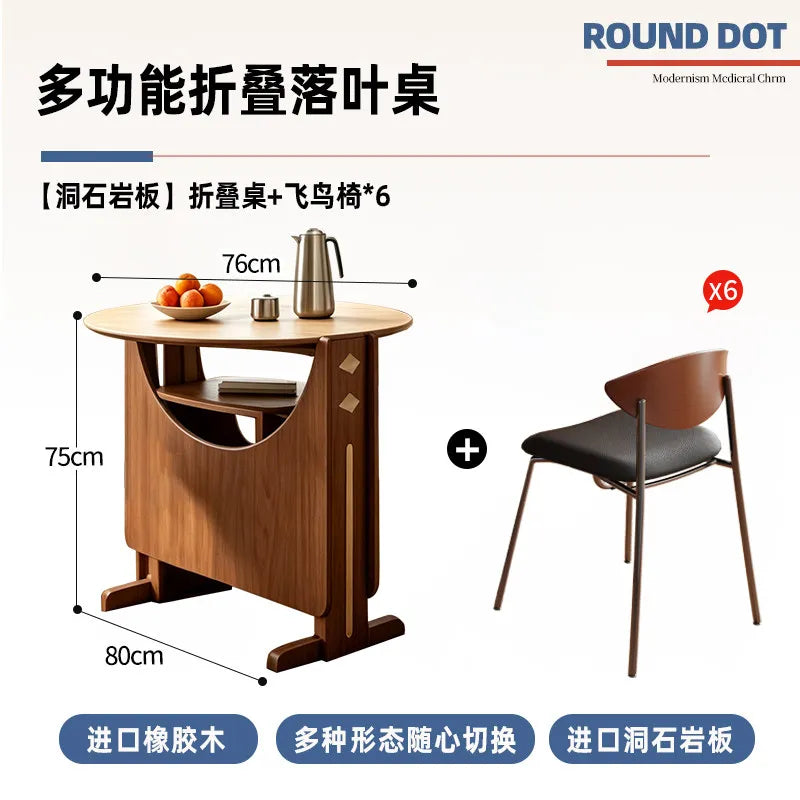 Dinette Foldable Dining Table Round Kitchen Small Spaces Contemporary Table Portable Wooden Mesa Plegable Hotel Furniture