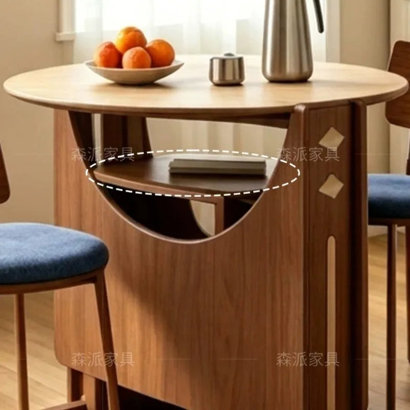 Dinette Foldable Dining Table Round Kitchen Small Spaces Contemporary Table Portable Wooden Mesa Plegable Hotel Furniture