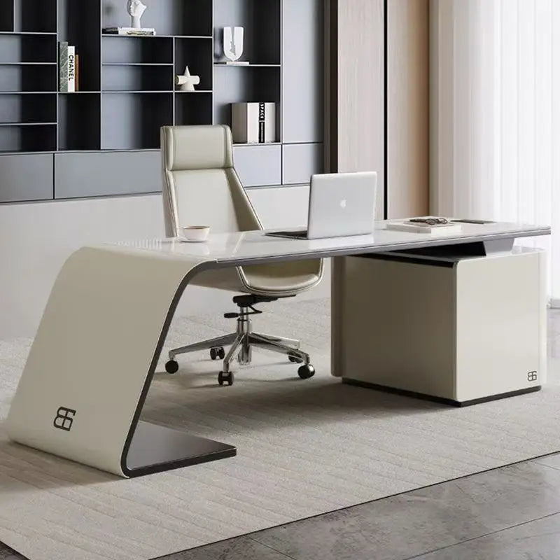 Personalized Modern Minimalist Office Furniture, Painted Desks, L-shaped Luxury Desks for CEOs and Bosses.