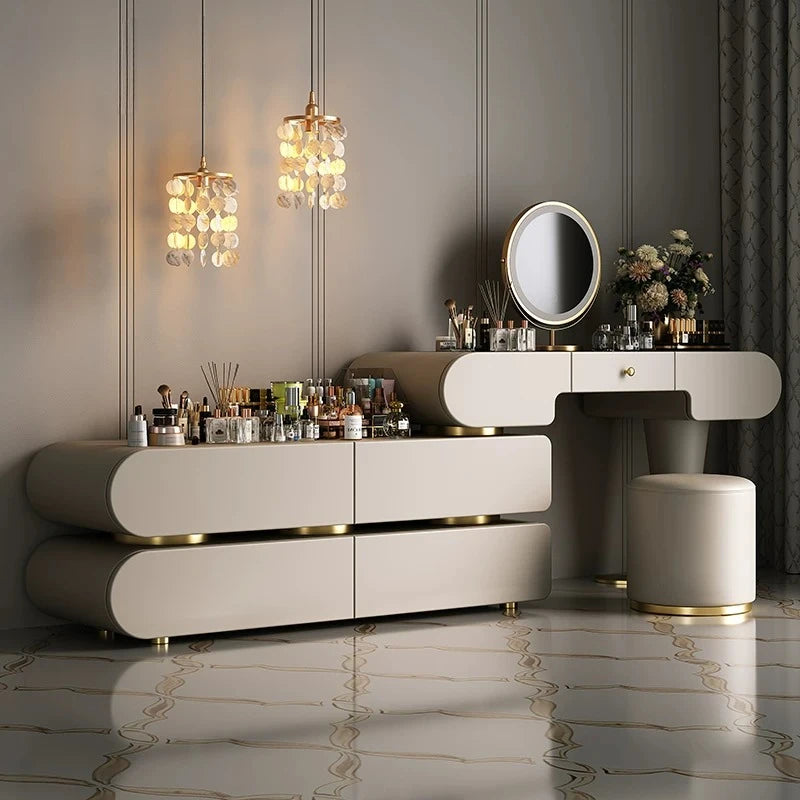 Bedroom Dressing Table Dresser Desks Makeup Mirror Storage Cabinet Light Luxury Premium Vanity Desk Toiletries Tables Furniture