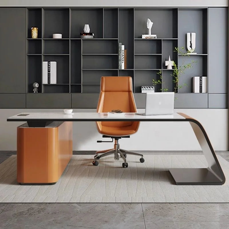 Personalized Modern Minimalist Office Furniture, Painted Desks, L-shaped Luxury Desks for CEOs and Bosses.