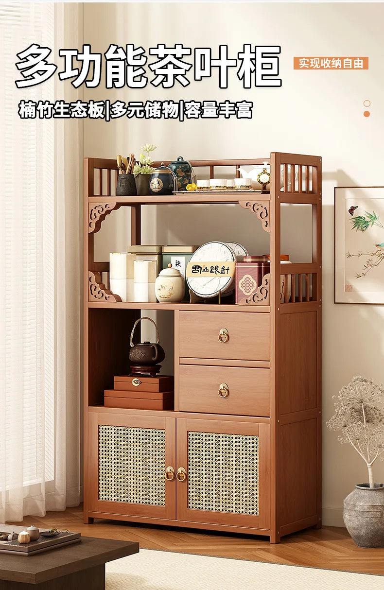 Multifunctional Furniture with Drawers & Shelves, Kitchen Cupboard, Living Room Storage Organizer, Tea Table Cabinet